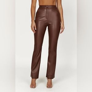 Meshki brown leather pants